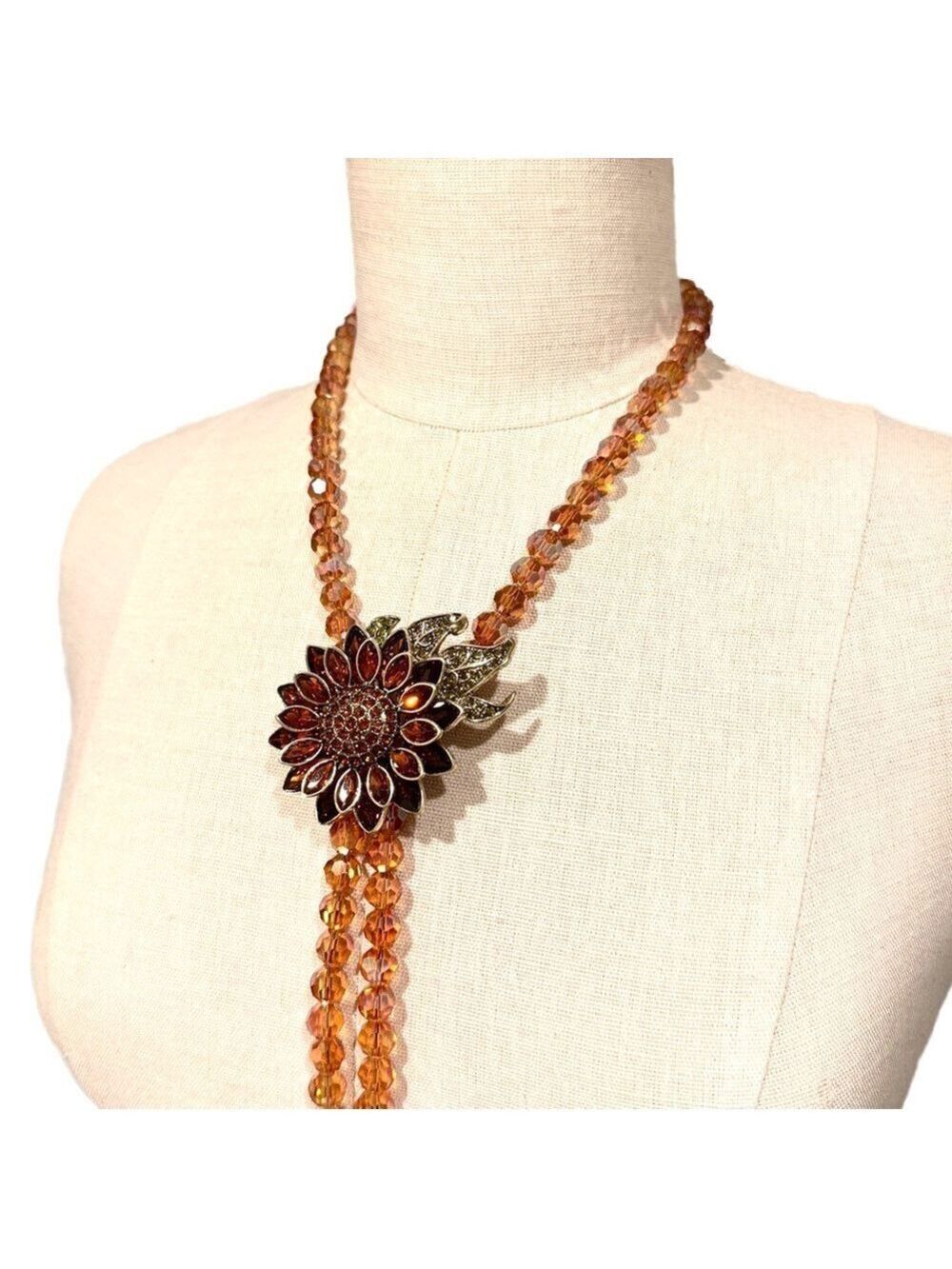 BOHO LUXE | Golden Sunflower Crystal Lariat Necklace | Miss Mandy’s Exclusive - Picture 10 of 12